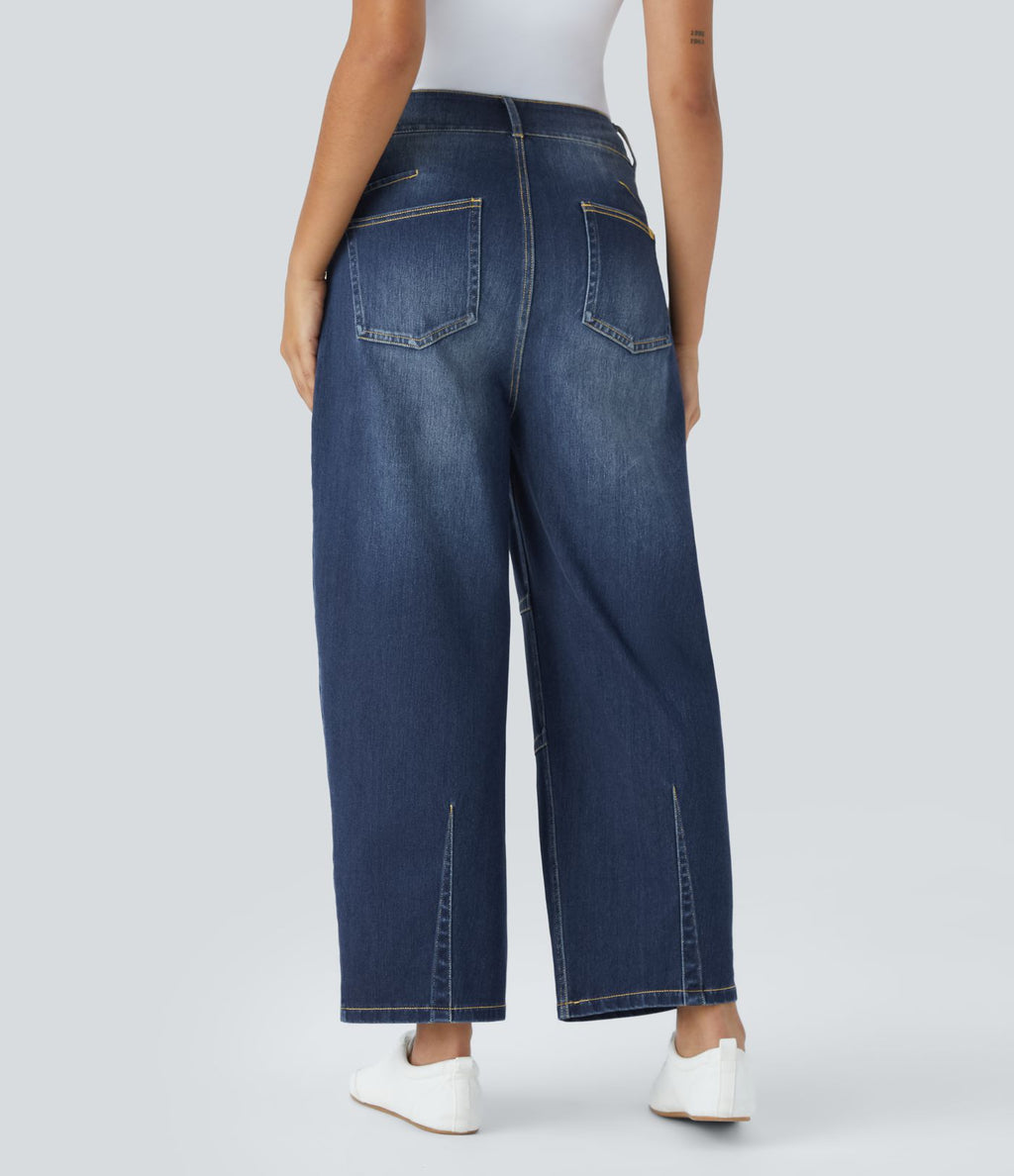 Jean Barrel 7/8 décontracté taille mi-haute avec poches Halara Flex™