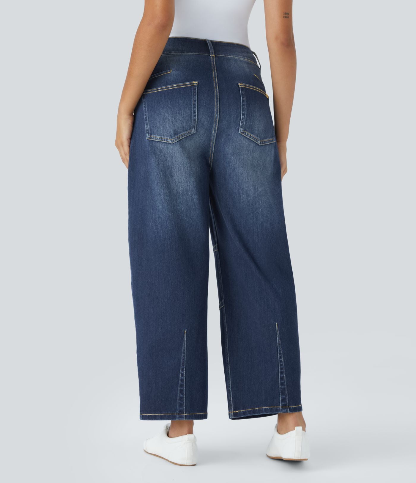 Jean Barrel 7/8 décontracté taille mi-haute avec poches Halara Flex™
