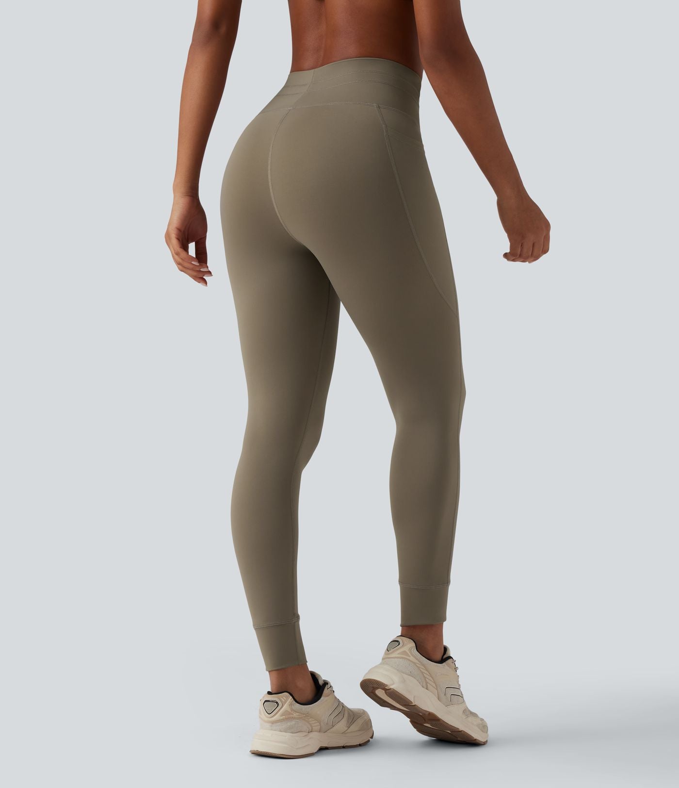 Legging 7/8 de yoga taille haute avec cordon de serrage uni et poches