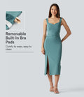 Robe midi moulante décontractée décolleté cœur avec soutien-gorge intégré