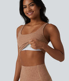 Débardeur de yoga court à imprimé léopard Halara UltraSculpt™ avec soutien-gorge intégré et décolleté en U