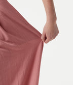 Pantalon ample décontracté effet lin, taille moyenne, à poches