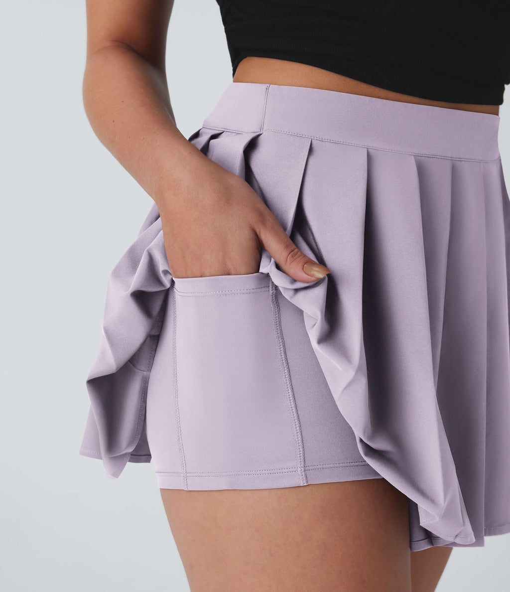 Jupe décontractée Breezeful™ mini 2-en-1 taille haute plissée portefeuille à boucle ajustable avec poche latérale séchage rapide