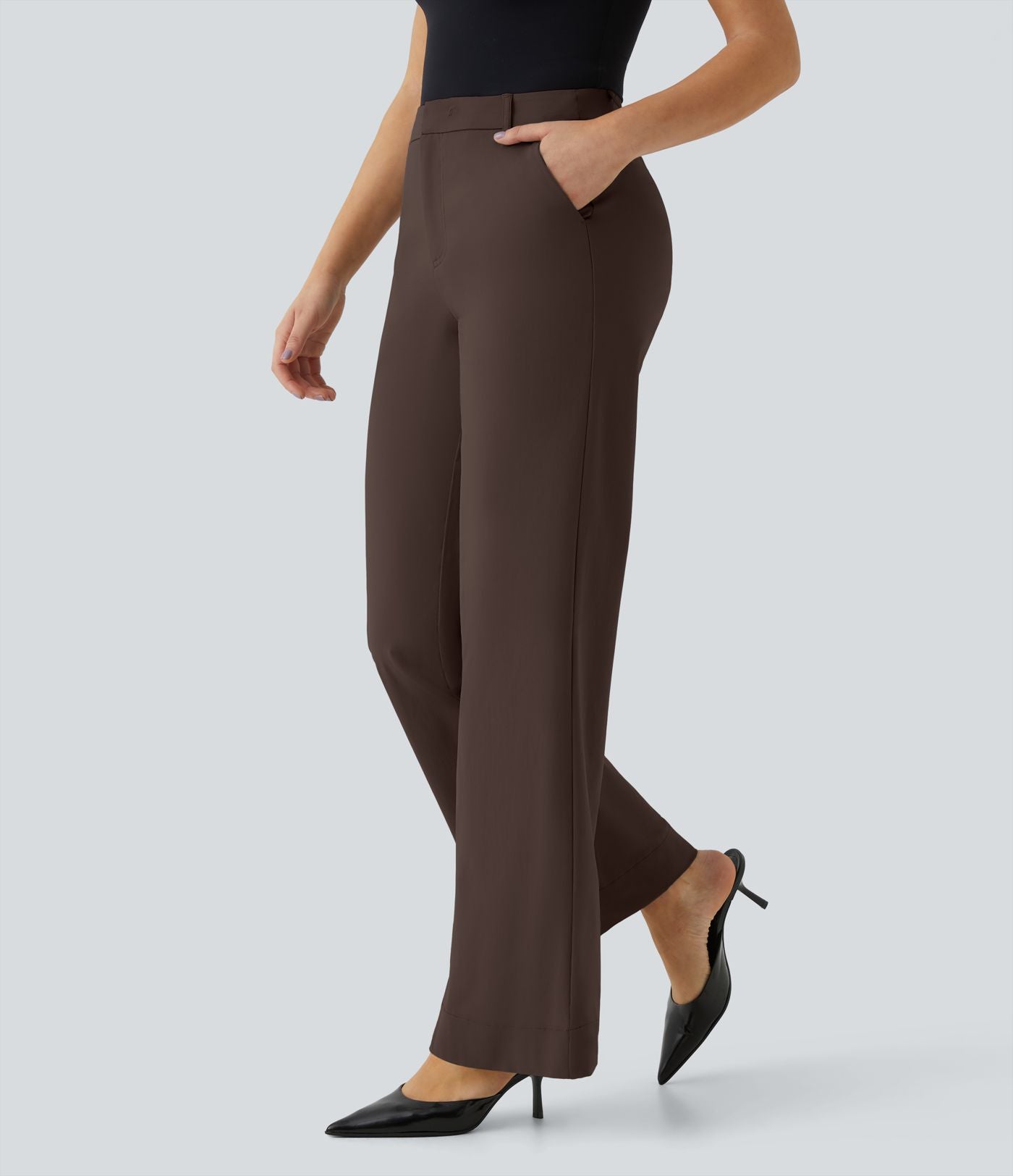 Pantalon de travail Halara Flex™ droit, taille mi-haute, avec poches