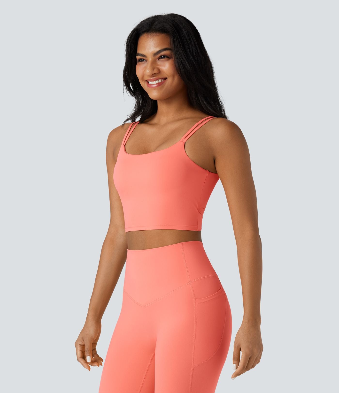 Débardeur yoga court Halara UltraSculpt™ double bretelles torsadé dos nu