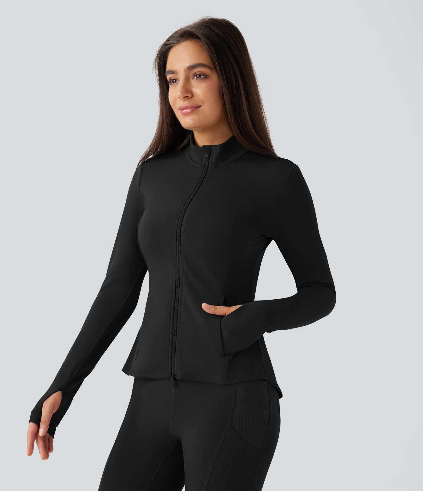 Veste d'équitation ajustée Softlyzero™ avec col montant, passe-pouces, poches, plis et fermeture éclair - Protection UPF50+