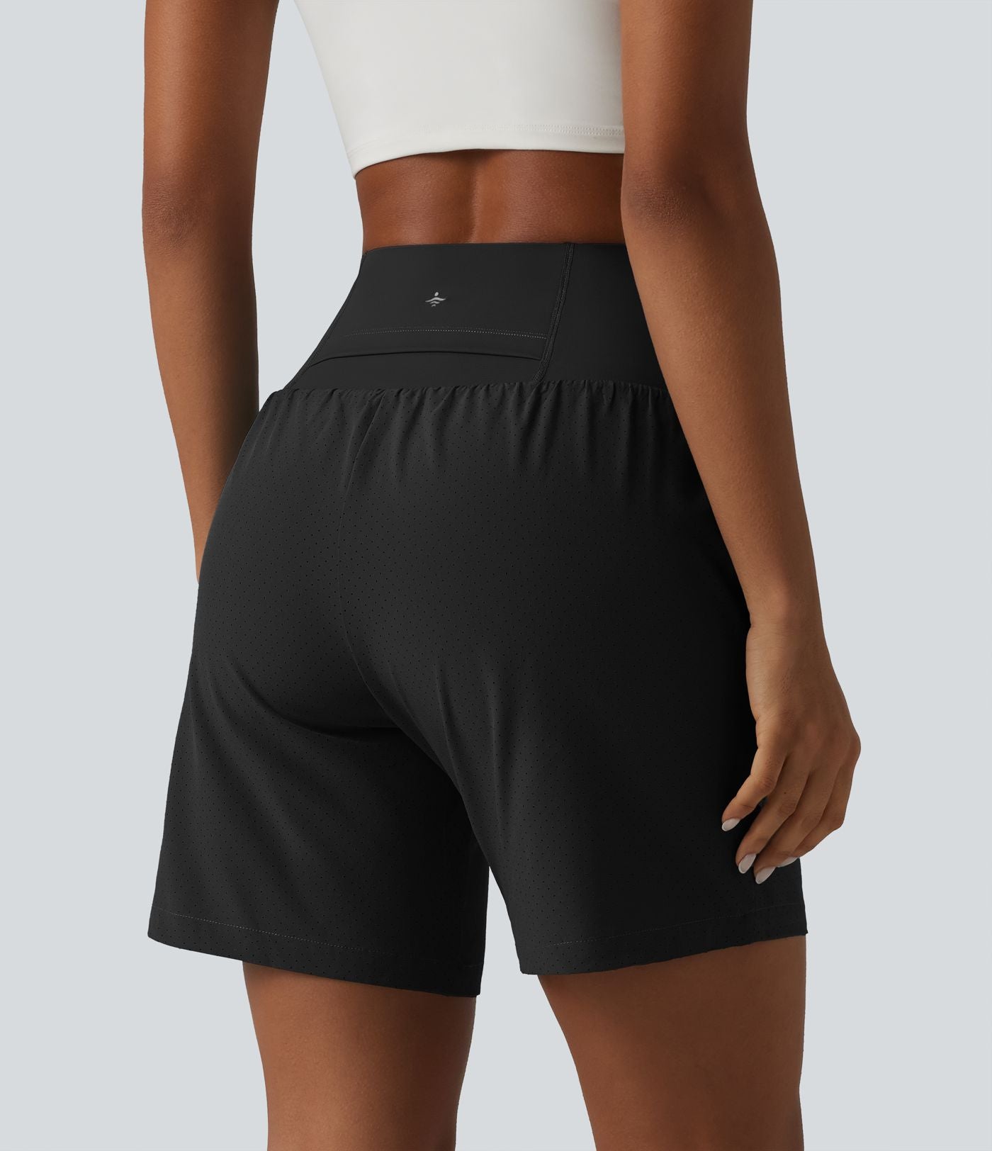 Short de yoga 2 en 1 à taille très haute, effet ventre plat, séchage rapide, 17,5 cm, avec poches