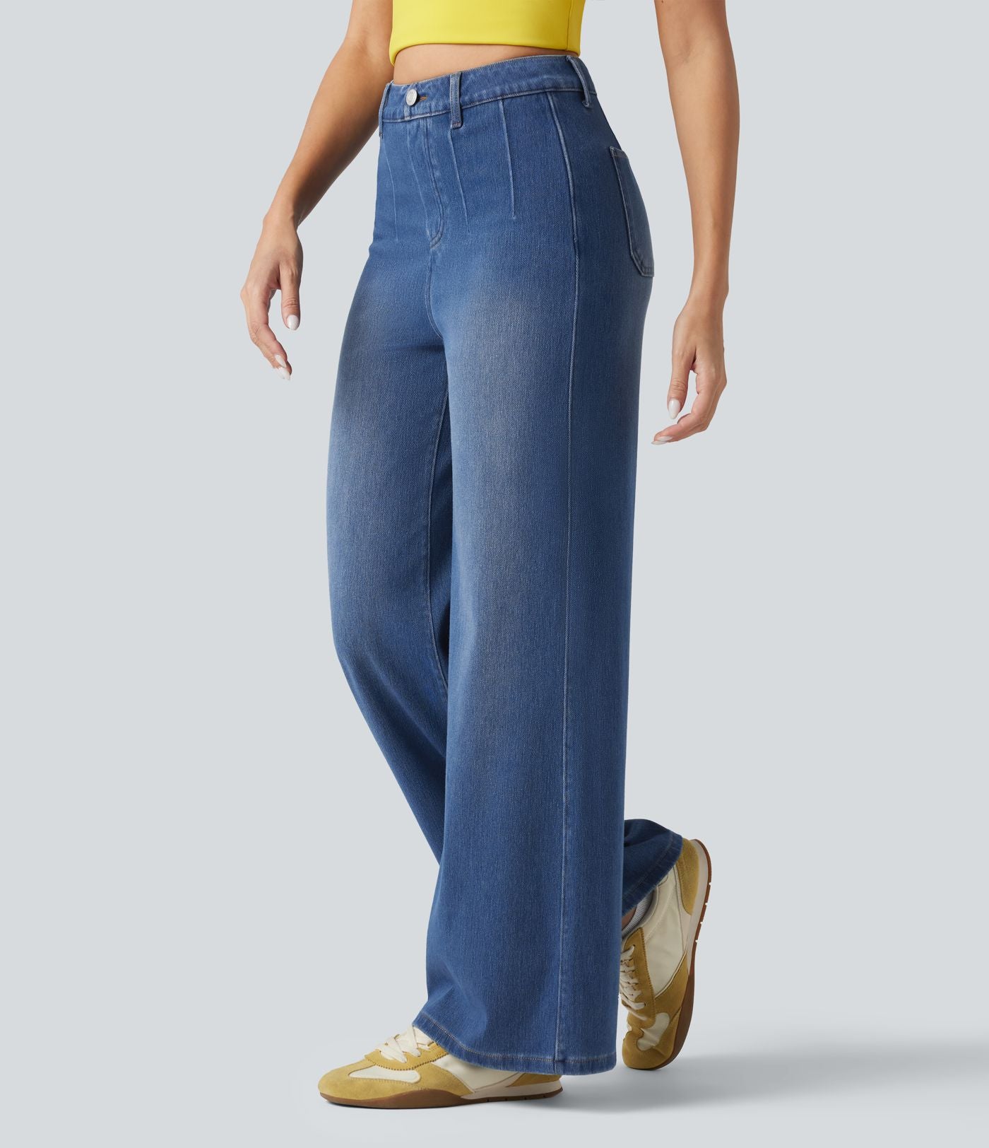 Jean large décontracté Halara Flex™ Curvy taille haute gainant avec poches