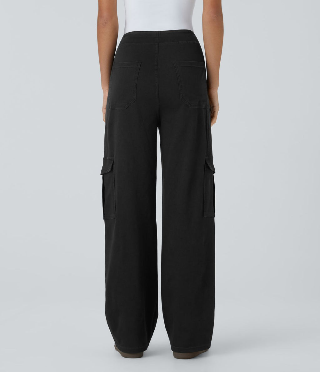 Halara Flex™ Taille Mi-Haute Multiples Poches Jambe Droite Jean Cargo Décontracté Extensible