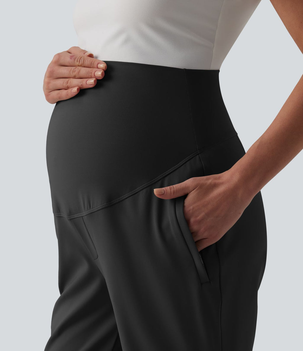 Halara Flex™ DayStretch Pantalon tailleur maternité évasé taille très haute avec poches zippées
