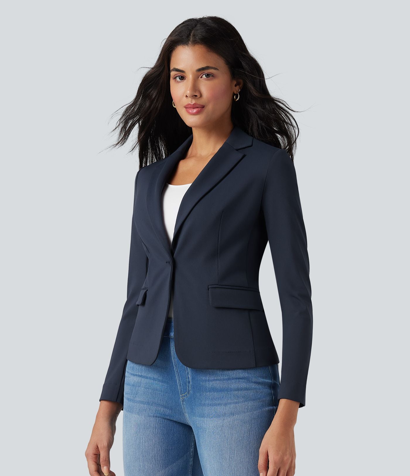 Blazer de travail col cranté à manches longues DayStretch avec poches