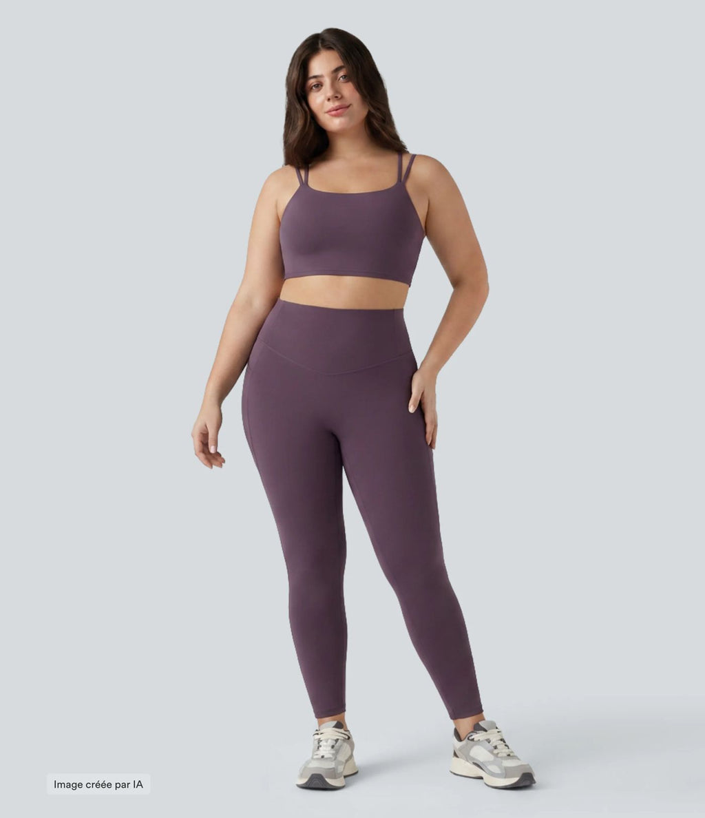 Débardeur de yoga court grande taille Halara UltraSculpt™ torsadé dos nu avec doubles bretelles et brassière intégrée