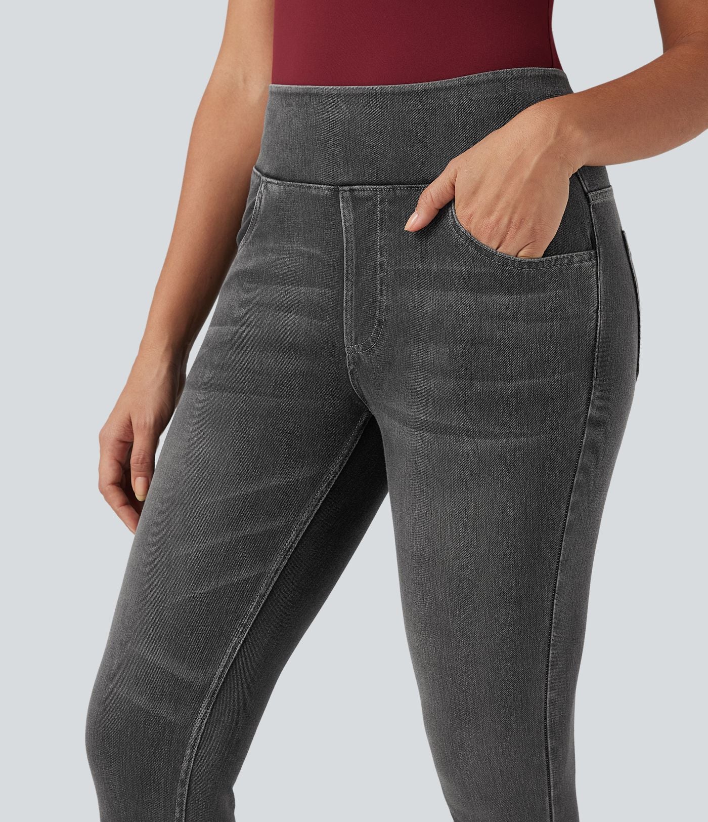 Leggings 7/8 décontractés en denim taille haute avec poches Halara Flex™