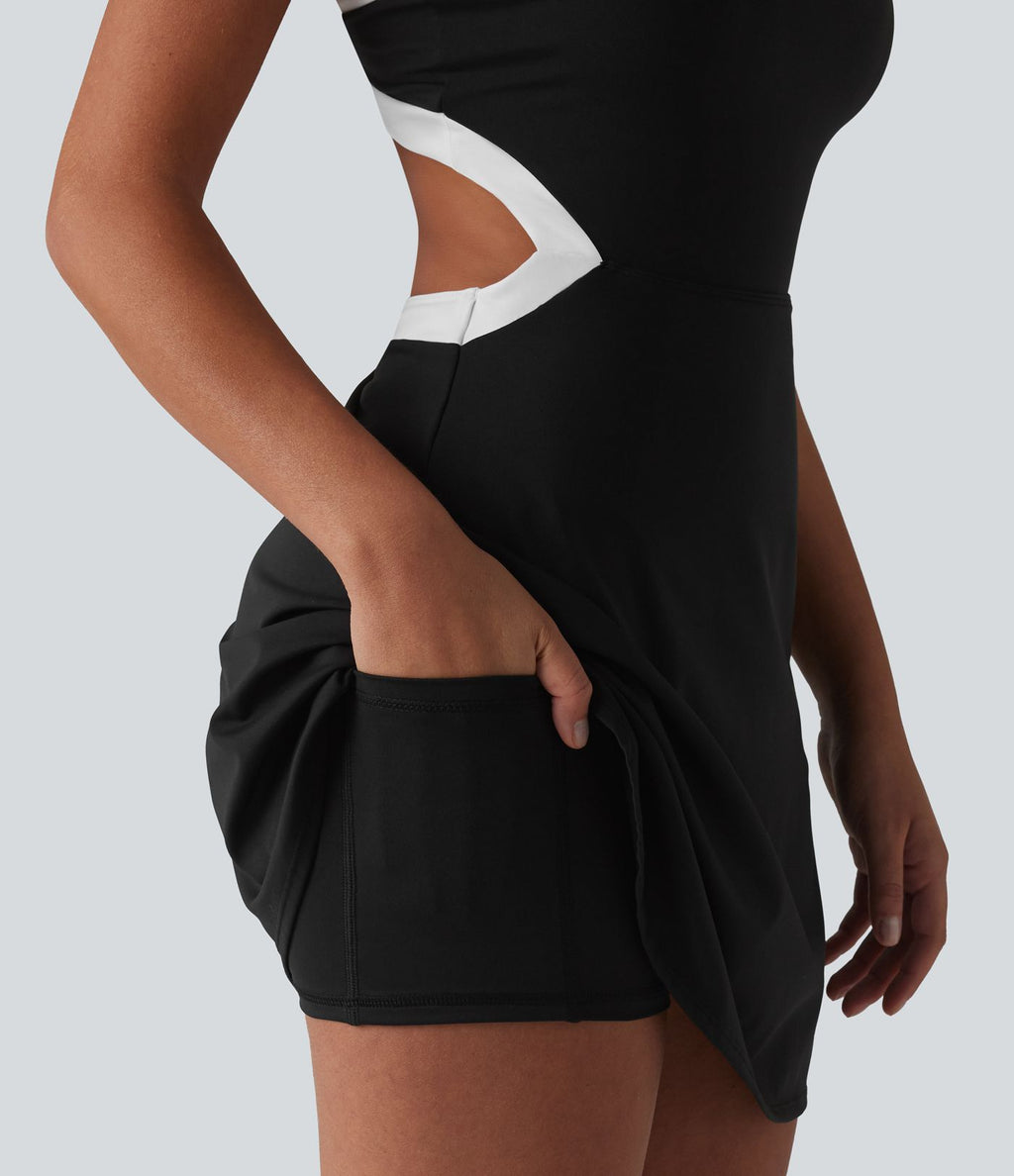 Robe de tennis mini SoftlyZero™ Airy 2-en-1 color block à effet frais InstantCool, brassière intégrée et poches, accès facile Easy Peasy