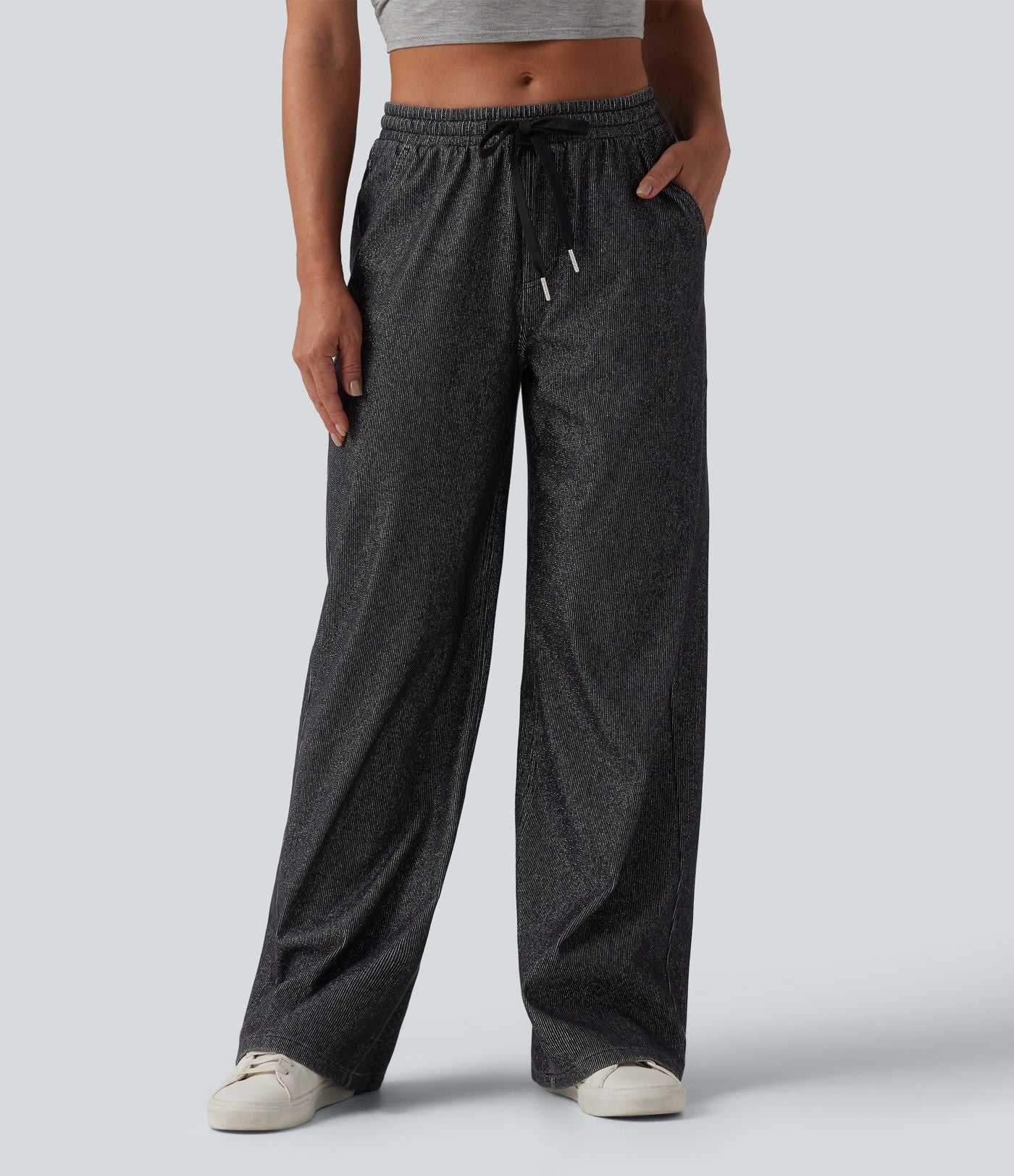 Jogging taille basse Halara Flex™ jambes larges, effet sparkle, avec poches