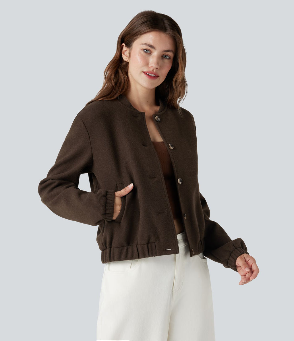 Veste polaire croisée dos manches longues avec poches