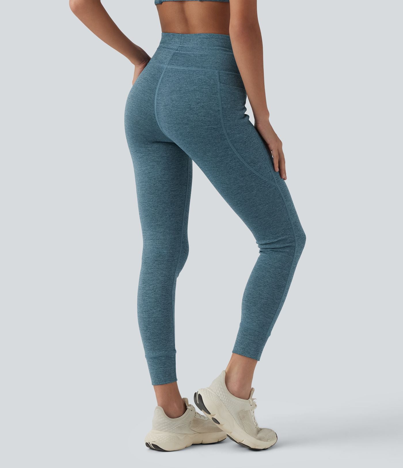 Legging 7/8 de yoga chiné taille haute séchage rapide avec cordon de serrage Halara UltraSculpt™ et poches