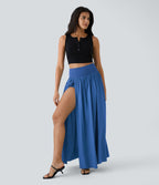 Breezeful™ Jupe Taille Haute Casual Maxi Séchage Rapide Fluide Fente Plissée 2 en 1