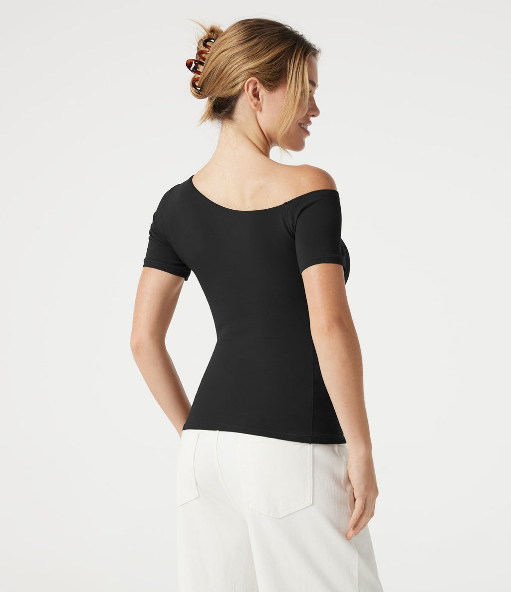 T-shirt casual Halara en jersey de coton asymétrique brassière intégrée bonnets B à DD