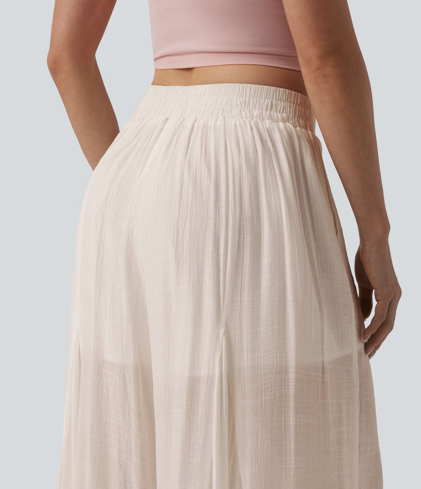 Pantalon baggy fluide taille mi-haute 2-en-1 avec poches