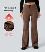 Pantalon jogging évasé thermique polaire chiné séchage rapide taille mi-haute avec cordon de serrage - UPF40+