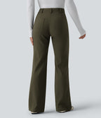 Pantalon tailleur évasé taille haute avec poches