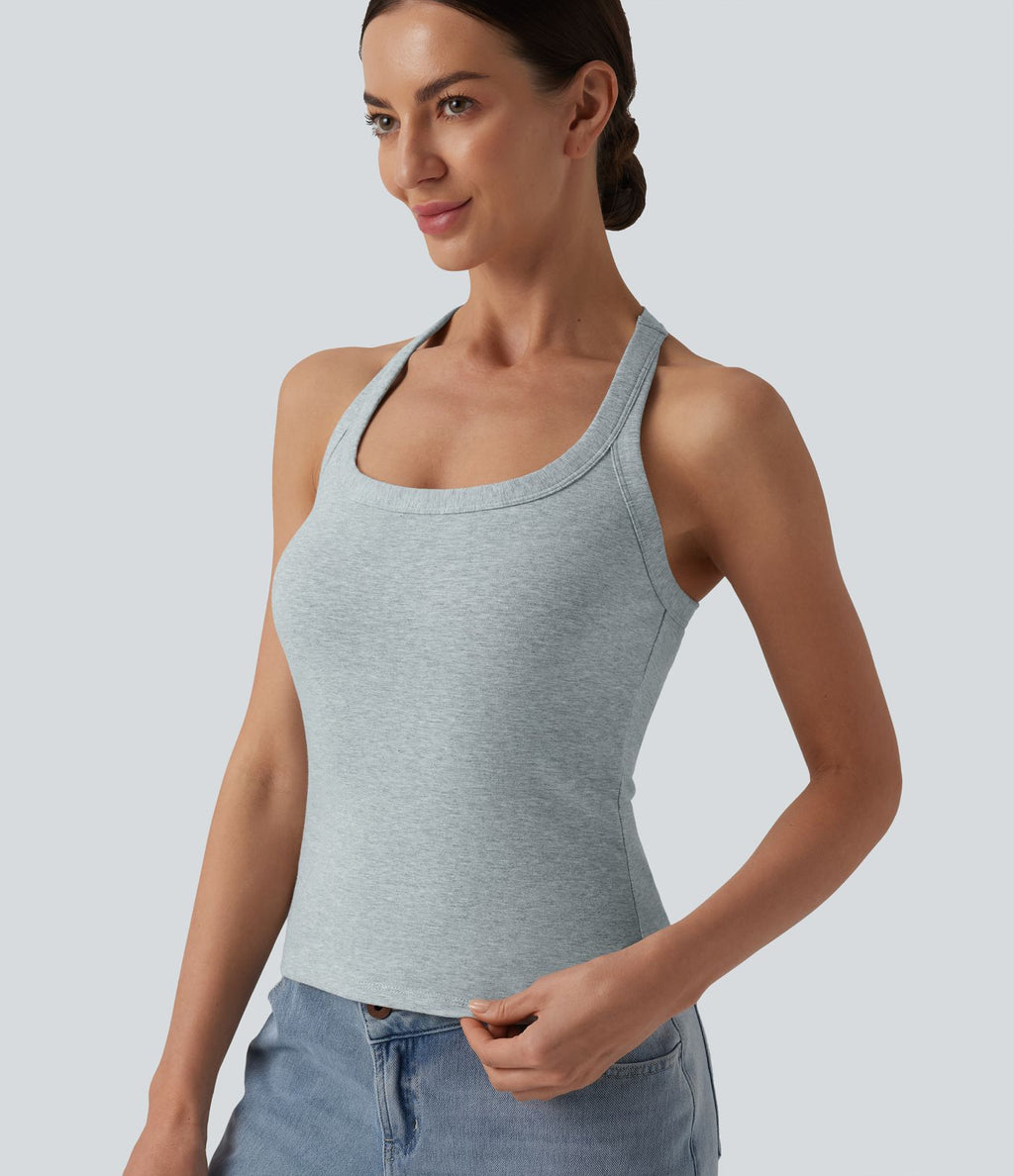 Débardeur Halara décontracté en jersey de coton, dos nageur coupe ultra-ajustée