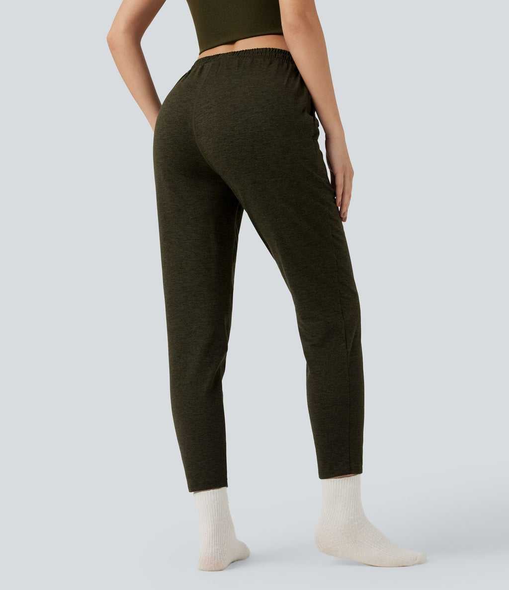 Pantalon jogging détente thermique chiné taille mi-haute séchage rapide avec cordon et poches - UPF40+