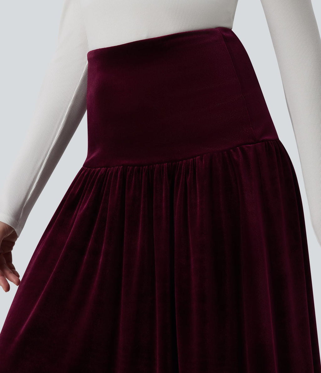 Jupe longue casual trapèze velours taille haute