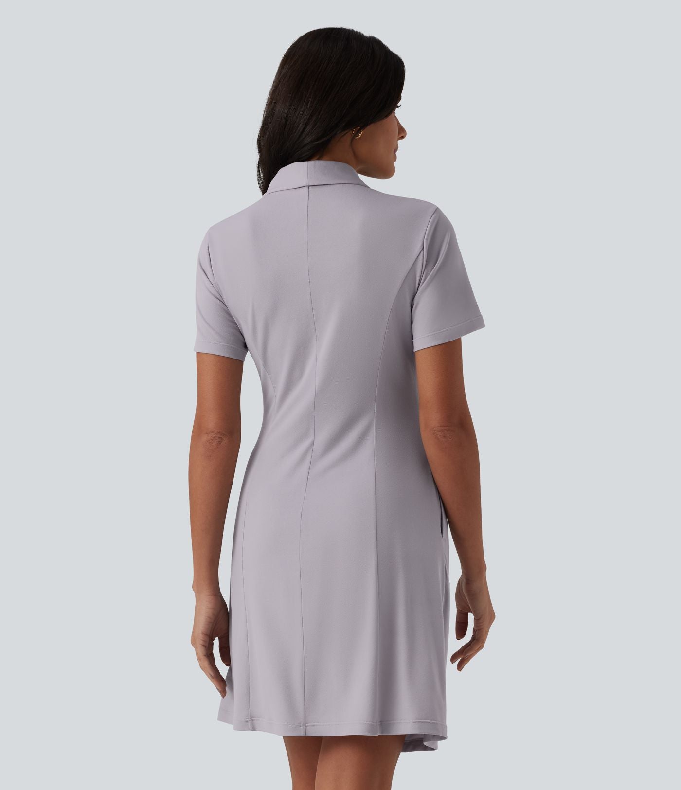 Robe tailleur courte col châle manches courtes