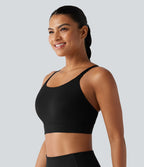 Brassière de sport d'entraînement maintien moyen col U dos nu avec boucle ajustable et [coque moulée 3D]