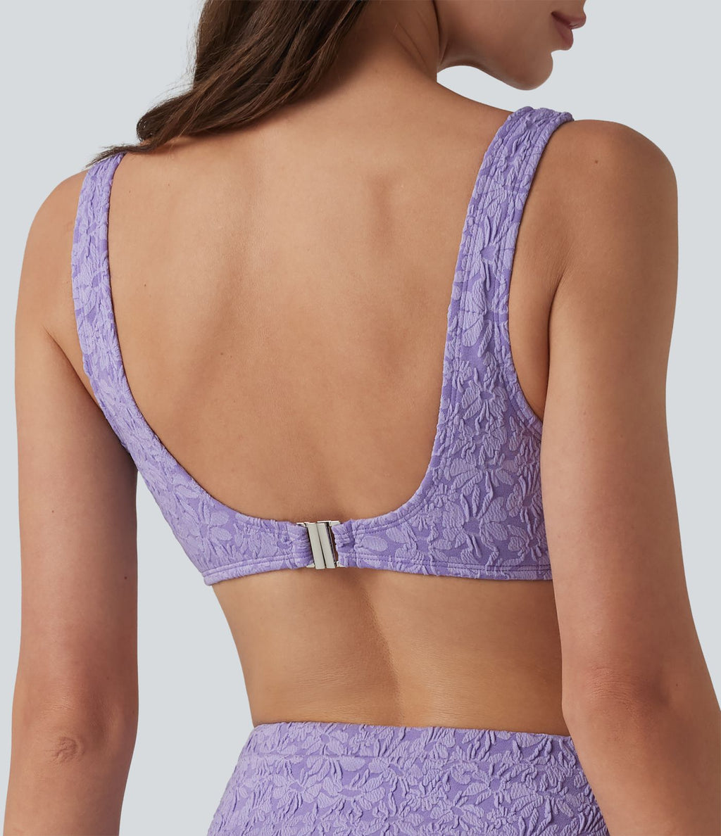 Haut de bikini jacquard à décolleté plongeant en V