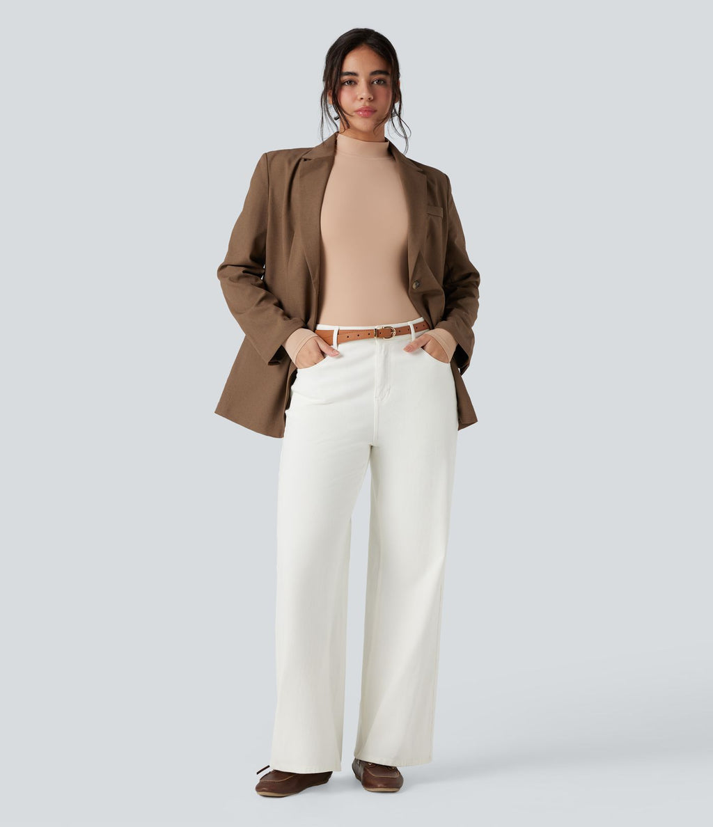 Body extensible col montant manches longues coupe ajustée