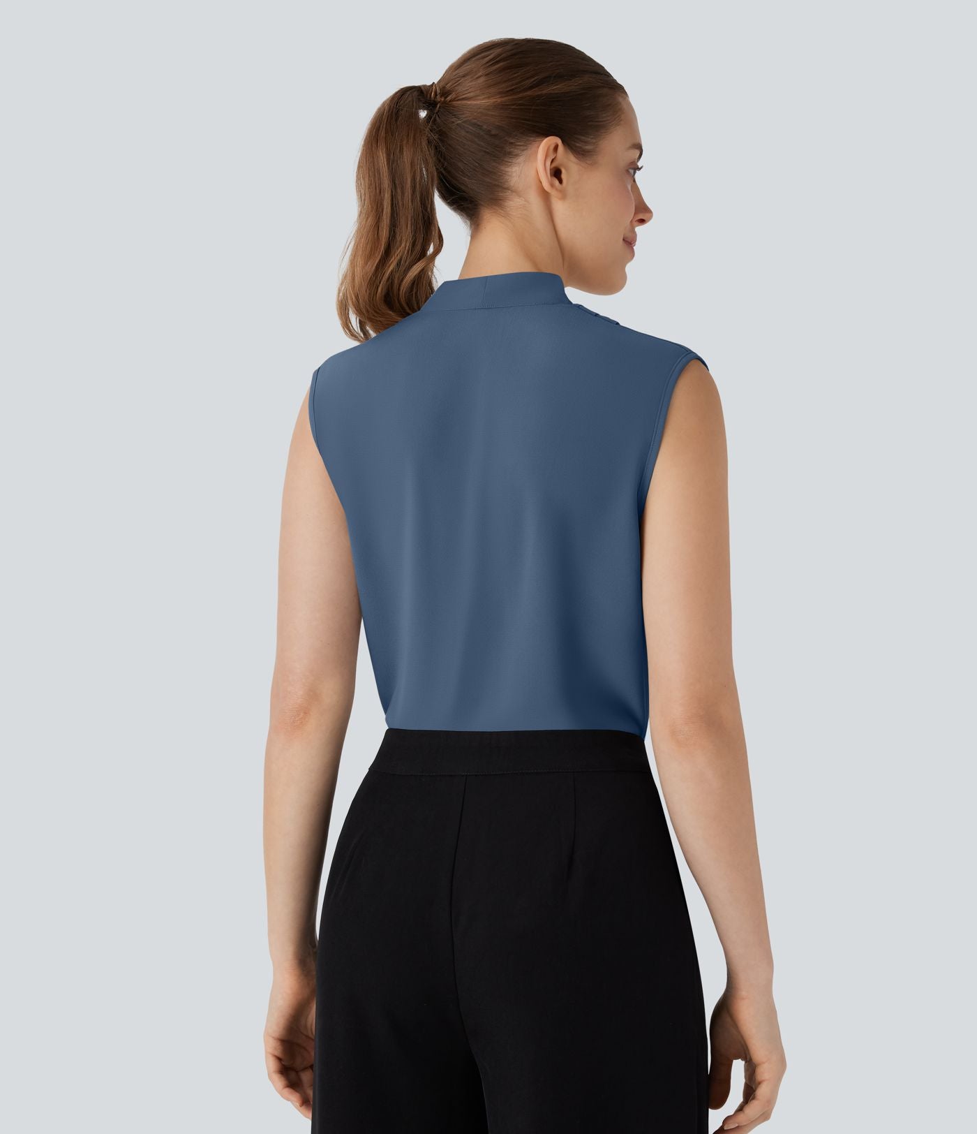 Blouse sans manches col V pour le bureau