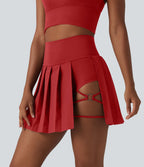 Jupe de danse courte plissée 2-en-1 Breezeful™ taille haute séchage rapide avec ourlet asymétrique et poches – Version longue