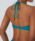 Haut de maillot de bain bikini dos nu à bretelles amovibles et ajustables avec col licou