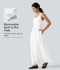 Robe maxi fluide sans manches à encolure U, superposition en mesh, poches et coussinets amovibles