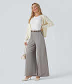 Pantalon tailleur Halara Flex™ palazzo crêpe jambe large taille haute avec poches