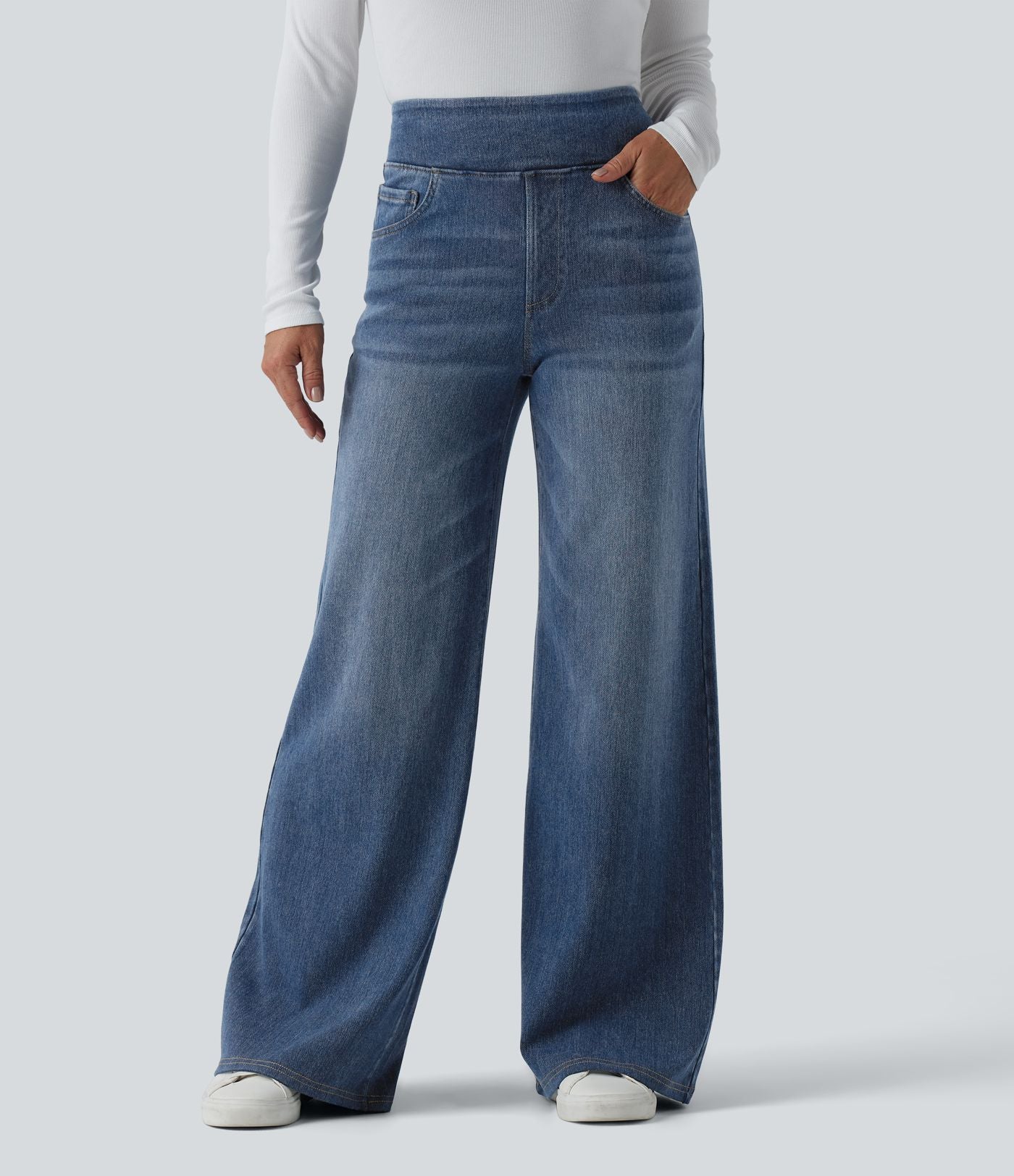 Halara Flex™ Denim Heat Jean large casual taille haute avec poches