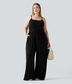 Combinaison grande taille chinée à jambes larges avec détails froncés, poches, coussinets amovibles et accès facile Easy Peasy