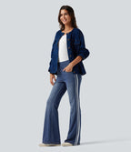Jean flare Halara Flex™ taille haute délavé à rayures avec poches