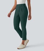 Pantalon de golf fuselé crêpe taille haute avec poches