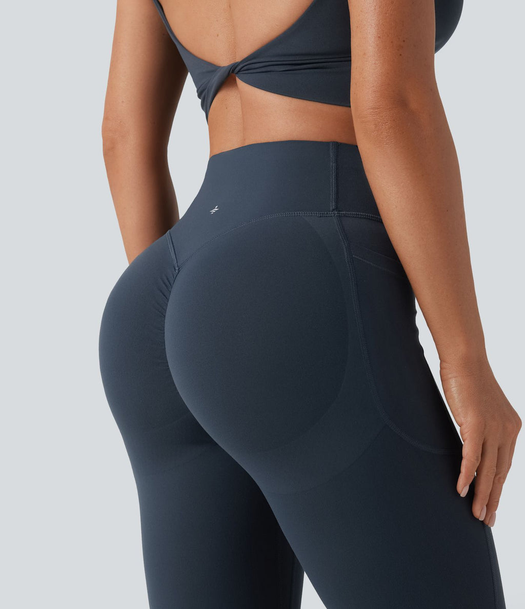 Halara UltraSculpt™ Legging yoga évasé gainant push-up taille haute à fronces avec poches