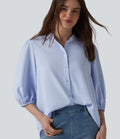 Chemise décontractée manches 3/4 bouffantes