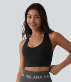 Brassière de sport yoga SoftlyZero™ Plush maintien léger dos nageur col U avec soutien-gorge intégré et poche