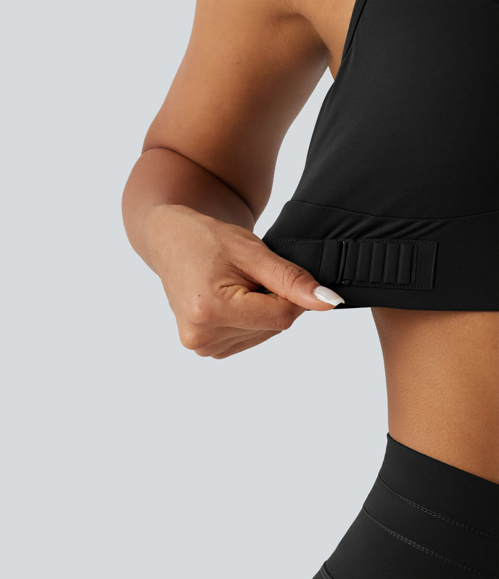 Brassière de sport à maintien moyen avec dos croisé, boucle réglable et brassière intégrée en mesh respirant, effet frais InstantCool, séchage rapide, protection solaire UPF50+