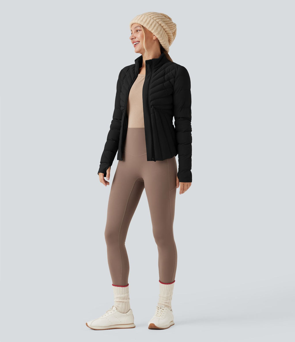 Doudoune de sport extensible col montant avec passants pouces et poches
