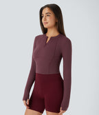 Softlyzero™ Plush Top Sport de Golf Court à Manches Longues avec Trou pour Pouce et Demi-Zip