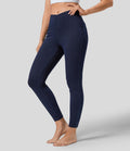 Halara Flex™ Leggings 7/8 Casual en Denim Tricot Extensible Taille Haute avec Dos en Forme de V et Poches Latérales