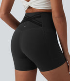 Short cycliste de running Halara UltraSculpt™ taille haute ventre plat 12,5 cm avec dos croisé et poches